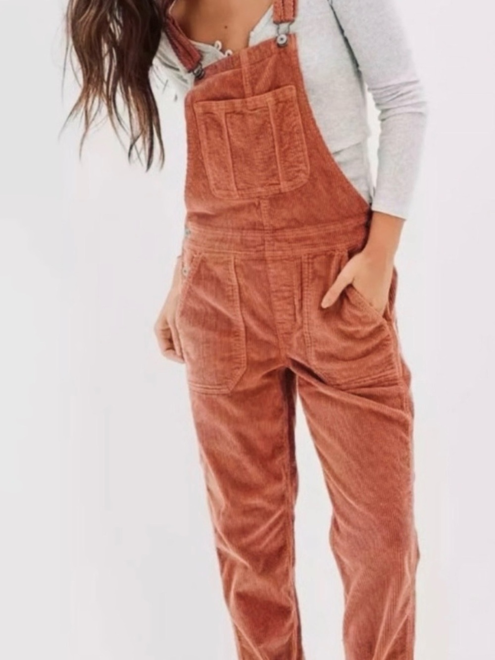 American Eagle Outfitters Rust Corduroy Overalls